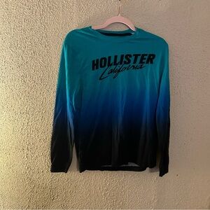 Hollister Teal and Black Ombre Long Sleeve Shirt Size Small Casual Everyday